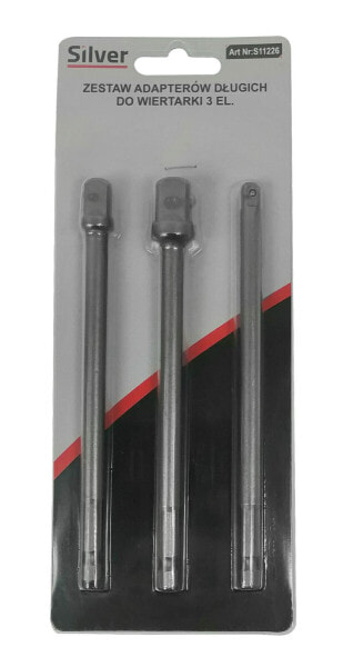 Адаптеры насадок для шуруповерта Silver 1/4" 3/8" 1/2" 3 шт / длина 150 мм.