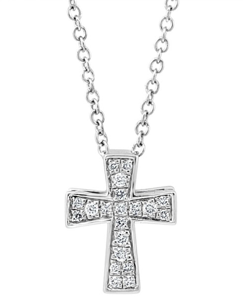 EFFY® Diamond Cross 18" Pendant Necklace (1/10 ct. t.w.) in Sterling Silver