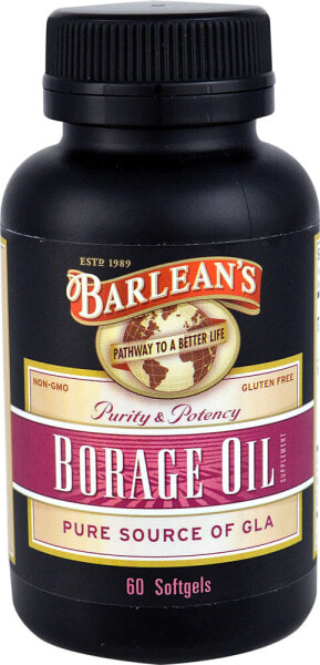 Barlean's Cold Pressed Borage Oil Масло огуречника холодного отжима  1000 мг  60 гелевых капсул