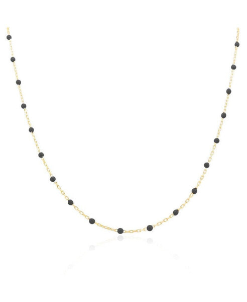 Black Bead Chain Necklace 14K Gold