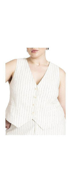 Plus Size Striped Linen Vest