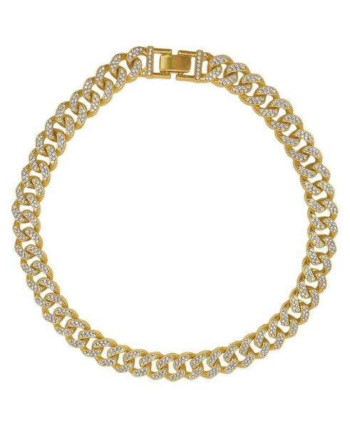 ADORNIA women's Gold-Tone Plated Crystal Thick Cuban Curb Chain Necklace