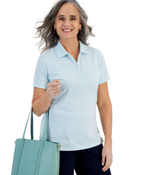 Women's Short-Sleeve Cotton Polo Shirt, Created for Macy's