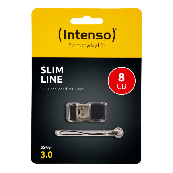 Intenso Slim Line - 8 GB - USB Type-A - 3.2 Gen 1 (3.1 Gen 1) - 100 MB/s - Cap - Black