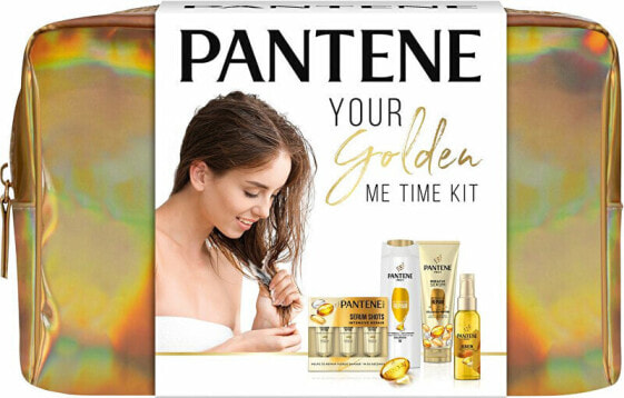 Pantene Your Golgen Me Time Kit Набор: Интенсивный восстанавливающий шампунь 400 мл + Кондиционер для сухих и поврежденных волос 200 мл + Регенерирующее масло для поврежденных волос 100 мл + Ампулы для поврежденных волос 3 x 15 мл + Косметичка