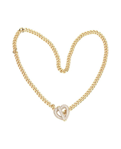 by Adina Eden pave Heart Toggle Cuban Link Necklace