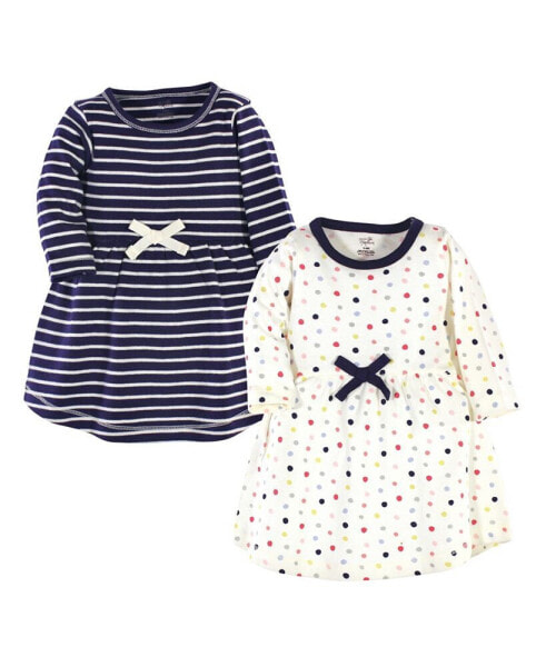 Baby Girls ganic Cotton Long-Sleeve Dresses 2pk, Colorful Dot