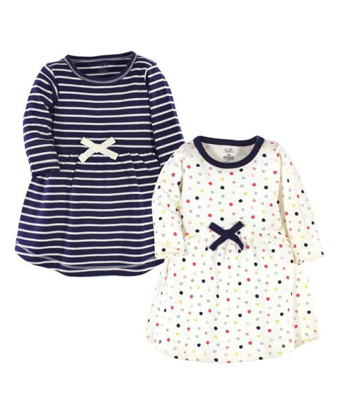 Baby Girls Organic Cotton Long-Sleeve Dresses 2pk, Colorful Dot