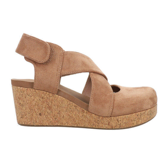 Corkys Case Closed Sling Back Wedge Womens Beige Casual Sandals 10-0150-CAFS