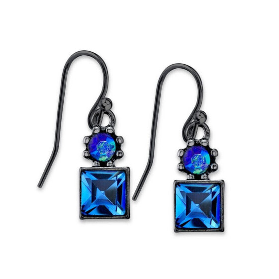 Black-Tone Blue Drop Earrings