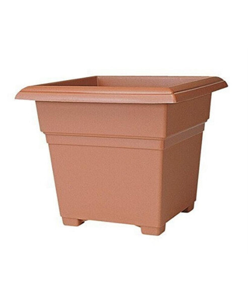 Square Flower Plastic Pot/Planter, Light Terracotta, 18"