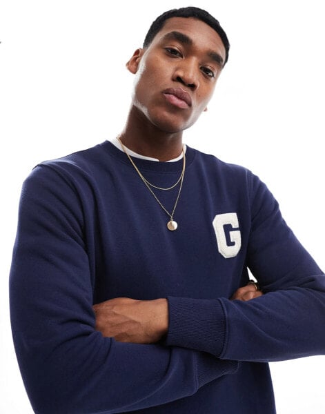 GANT sweatshirt with varsity logo in navy