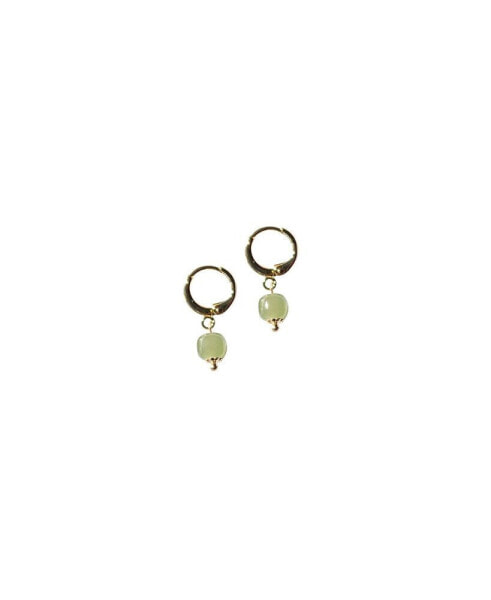 Berry — Small hoop with green bead earrings