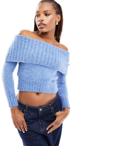 Mango bardot jumper in light blue