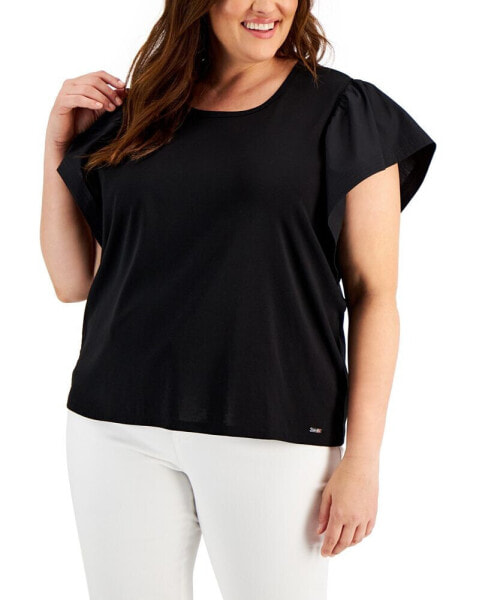 Plus Size Flutter Sleeve Top