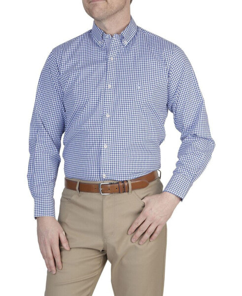 Mini Gingham Cotton Stretch Long Sleeve Shirt