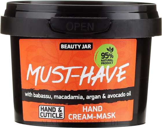 Handcreme-Maske mit Babassu-, Macadamia-, Argan- und Avocadoöl - Beauty Jar Must-Have Hand Cream-Mask 100 ml