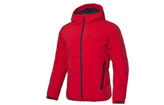 Li-Ning Training Series Hooded Windproof Insulated Short Down Jacket Winter Bull Red AYMP113-3