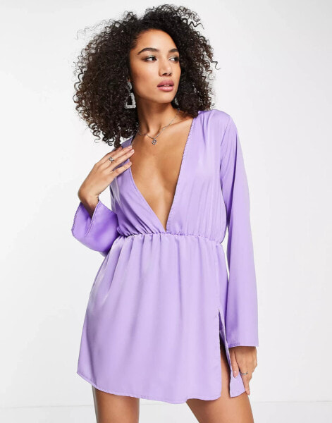 Public Desire textured satin mini dress in lilac