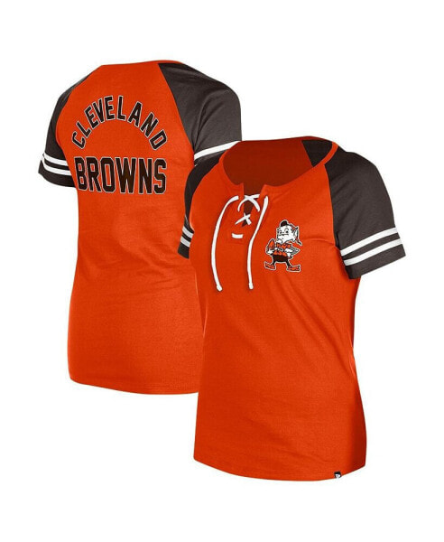 Women's Orange Cleveland Browns Throwback Lace-Up Raglan T-Shirt