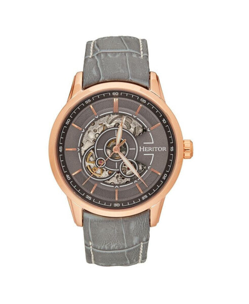 Часы и аксессуары Heritor Automatic мужские Davies кожаные наручные часы - розовое золото/серый, 44 мм
