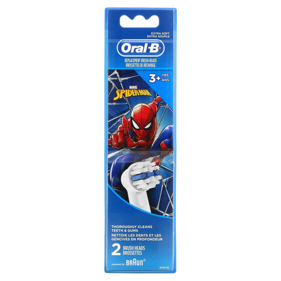 Oral-B, Сменные насадки-щетки, сверхмягкие, для детей от 3 лет, «Человек-паук», 2 шт. В упаковке