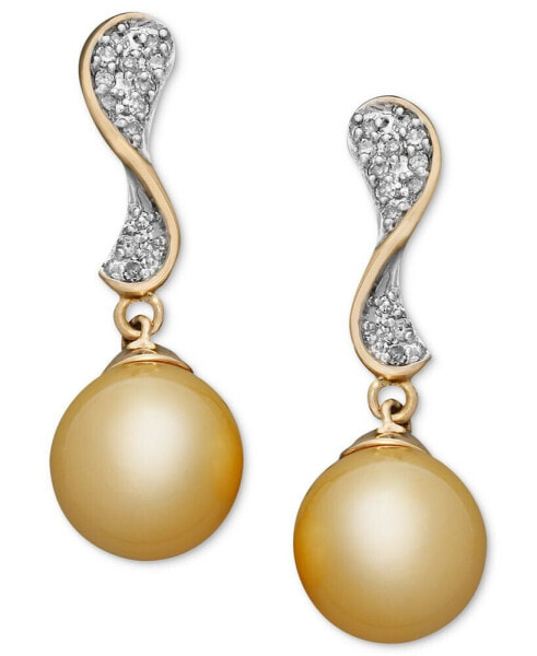 Серьги Macy's Golden Pearl Diamond Wave