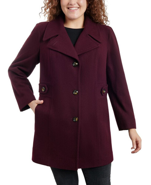 Plus Size Single-Breasted Peacoat, Created for Macy's