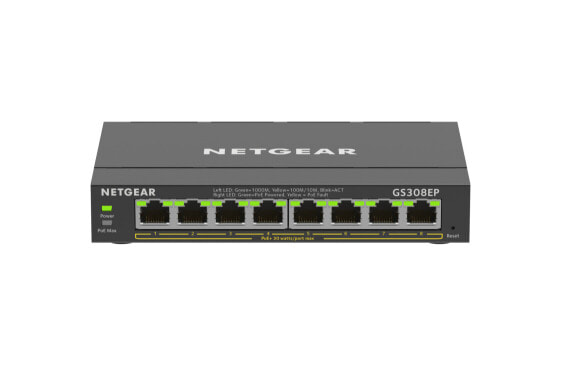 Netgear 8-Port Gigabit Ethernet PoE+ Plus Switch (GS308EP) - Managed - L2/L3 - Gigabit Ethernet (10/100/1000) - Full duplex - Power over Ethernet (PoE)