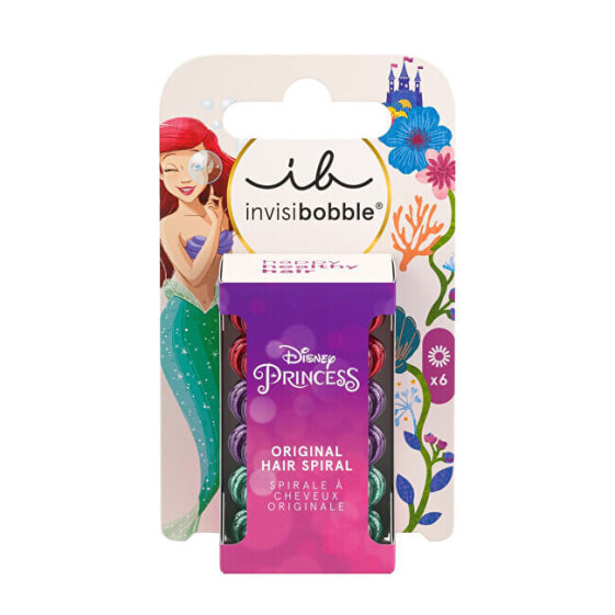 Детские резинки для волос Disney Ariel 6 штук invisibobble - вдохновленные принцессой Ариэль, чтобы волосы были менее повреждены и без видимых признаков износа.