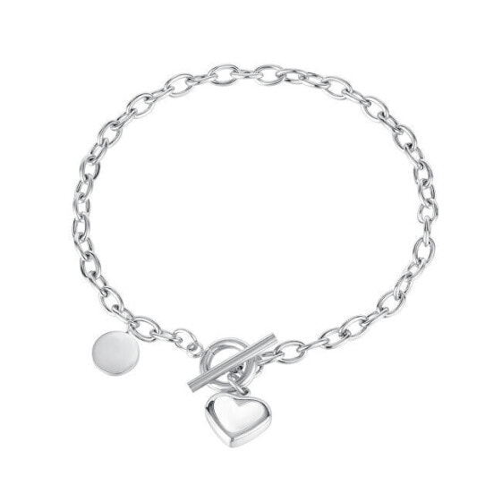 Gentle steel bracelet with a heart with mother-of-pearl VGS1140-2