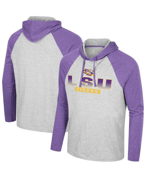 Men's Heather Gray LSU Tigers Hasta La Vista Raglan Hoodie Long Sleeve T-shirt