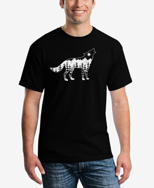 Men's Howling Wolf Word Art Short Sleeve T-shirt