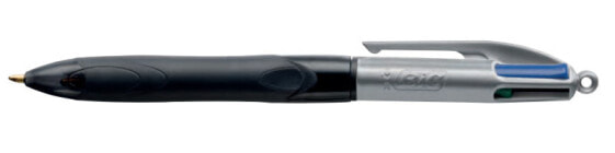 BIC 4 Colours Grip Pro, Clip, Clip-on retractable ballpoint pen, Refillable, Black, Blue, Green, Red, 12 pc(s), Medium