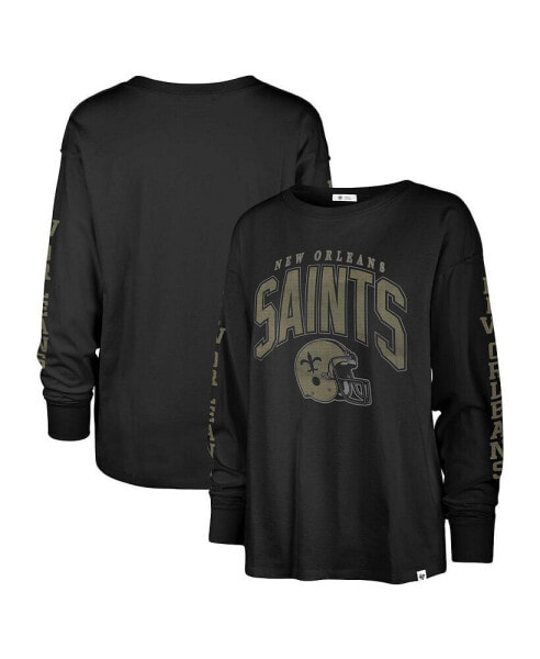 Women's Black Distressed New Orleans Saints Tom Cat Long Sleeve T-shirt