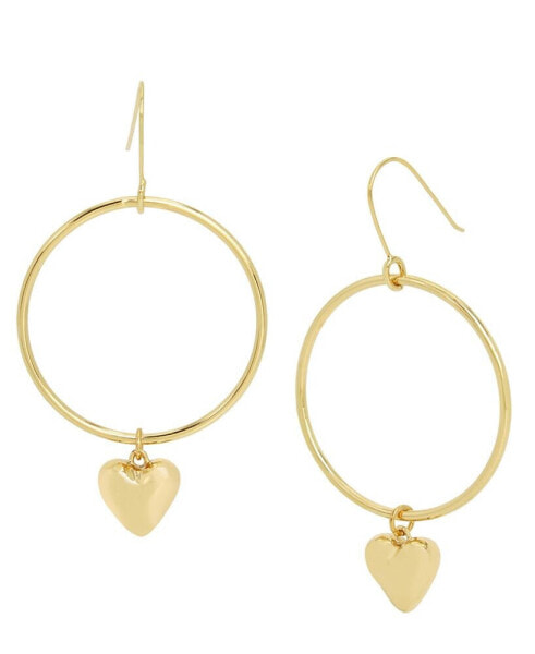 Gold-Tone Puffy Heart Hoop Earrings