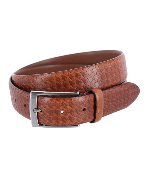 Men's Watson Houndstooth Embossed 35mm Leather Belt