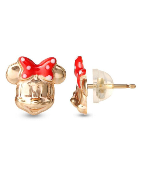 Children's Minnie Mouse Bow Stud Earrings in 14k Gold