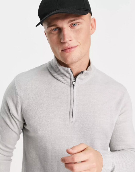 French Connection soft touch half zip jumper in light grey