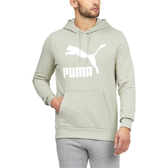 Puma Classics Logo Pullover Hoodie Mens Green Casual Outerwear 53330333