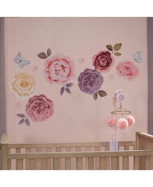 Secret Garden Large Pink Flowers/Butterflies Wall Decals/Stickers