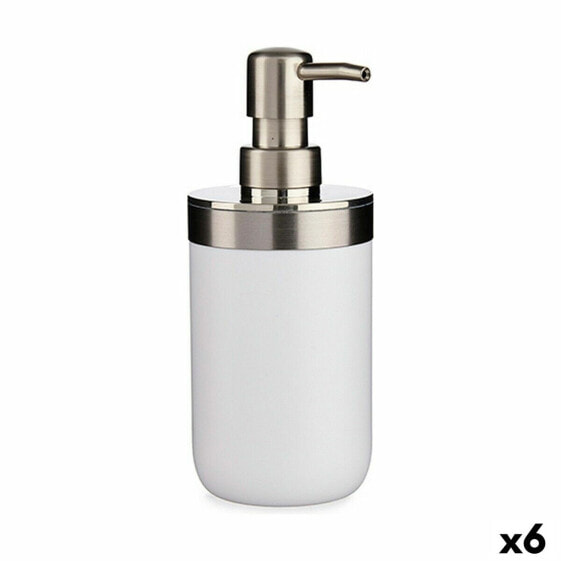 Дозатор мыла серебристый белый пластик 350 мл (6 штук) Berilo