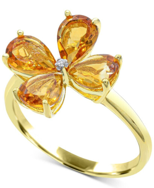 Кольцо Macy's Citrine & Diamond Flower