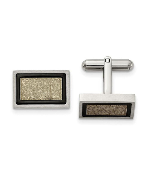 Stainless Steel Brushed & Textured Black & Yellow Cufflink