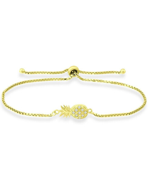 Cubic Zirconia Pineapple Bolo Bracelet in 18k Gold-Plated Sterling Silver, Created for Macy's