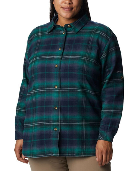 Plus Size Holly Hideaway Cotton Checked Flannel Tunic Shirt