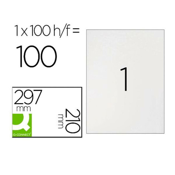 Клейкие этикетки Q-Connect KF10664 Белый 100 Листья 210 x 297 mm