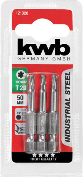 kwb INDUSTRIAL STEEL BITS - 50 MM TORX - 3 pc(s) - Torx - T15 - Steel - 5 cm - 25.4 / 4 mm (1 / 4")