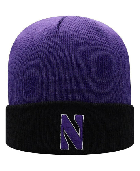 Головной убор Top of the World мужской Лилово-черный Northwestern Wildcats Core 2-Tone Cuffed Knit Hat