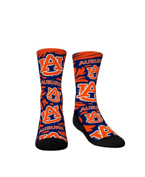 Youth Boys and Girls Socks Auburn Tigers Allover Logo and Paint Crew Socks